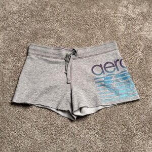 HEATHER GREY Y2K AEROPOSTALE CUT OFF SWEAT SHORTS